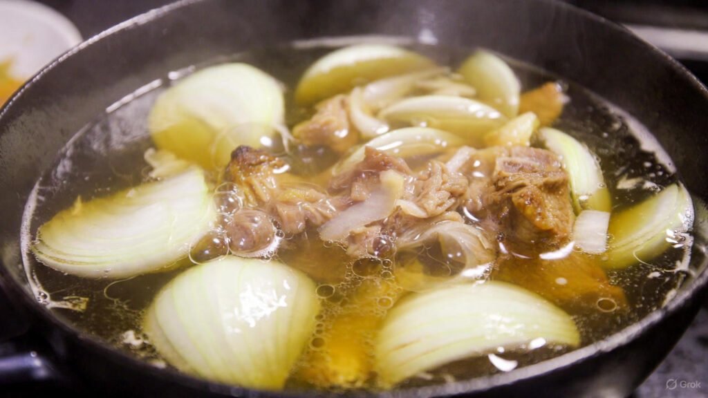 how to make ramen broth simmering in pot for beginners