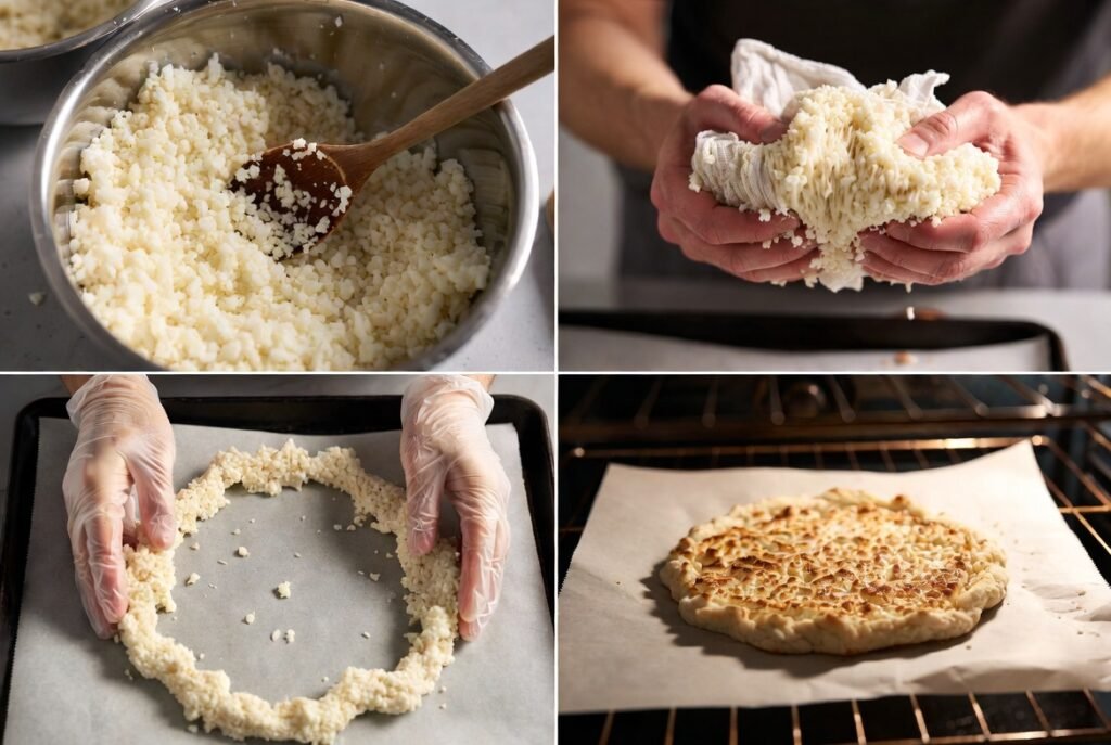cauliflower pizza crust preparation steps cauliflower pizza crust preparation steps